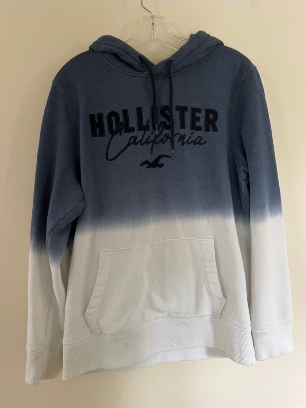 Hollister Blue to White Ombre Pullover Hoodie
